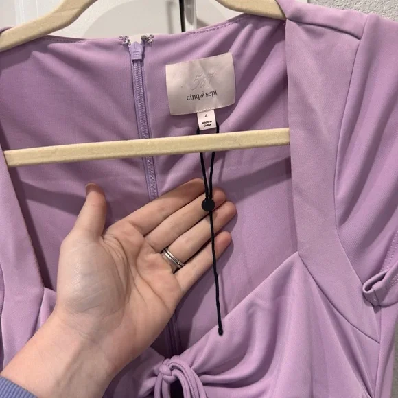 NWOT Cinq A Sept Janis Pale Iris Ruched Midi Dress Sz 4 - Picture 7 of 8